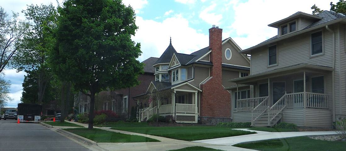 A residential street in Birmingham, Michigan