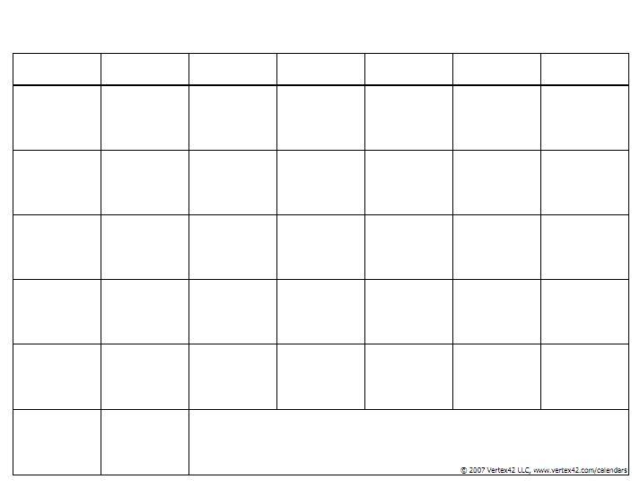 A blank monthly calendar grid