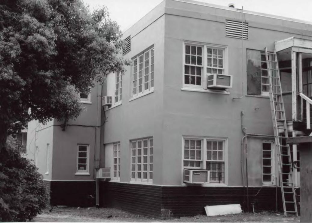A historic apartment building, side view