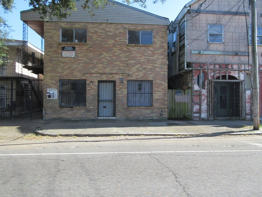 A brick apartment building on LaSalle Street, New Orleans